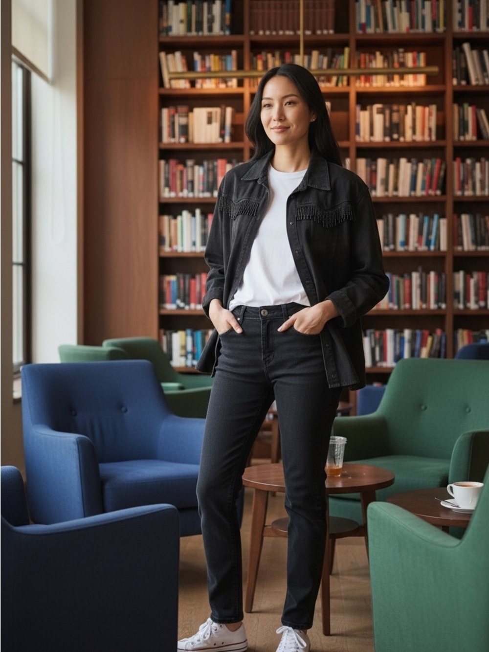 Massimo Dutti Black Denim Jean Jacket